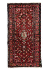  ハマダン 絨毯 104X198 オリエンタル 手織り 黒/深紅色の (ウール, )