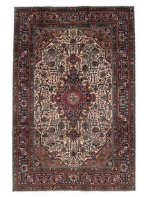 絨毯 タブリーズ 絨毯 194X294 黒/深紅色の (ウール, ペルシャ/イラン)