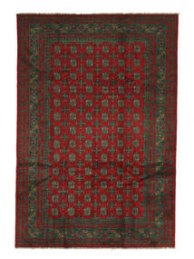  アフガン Fine 絨毯 198X289 オリエンタル 手織り 黒/深紅色の (ウール, )