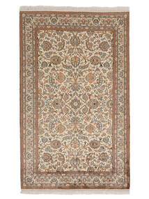  カシミール ピュア シルク 絨毯 97X155 オリエンタル 手織り 濃い茶色/ホワイト/クリーム色 (絹, インド)