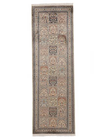  カシミール ピュア シルク 絨毯 83X254 オリエンタル 手織り 廊下 カーペット ホワイト/クリーム色/濃い茶色 (絹, インド)