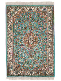  カシミール ピュア シルク 絨毯 67X97 オリエンタル 手織り 黒/ターコイズ (絹, インド)