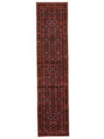  ホセイナバード 絨毯 94X398 オリエンタル 手織り 廊下 カーペット 黒/深紅色の (ウール, )