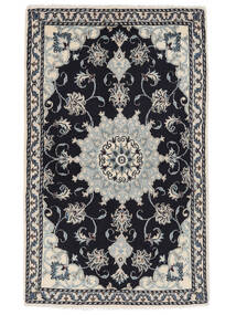  ナイン 絨毯 90X150 オリエンタル 手織り 黒/濃いグレー (ウール, ペルシャ/イラン)