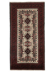  バルーチ 絨毯 100X200 オリエンタル 手織り 黒/濃い茶色 (ウール, ペルシャ/イラン)