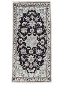  ナイン 絨毯 68X148 オリエンタル 手織り 黒/濃いグレー (ウール, ペルシャ/イラン)
