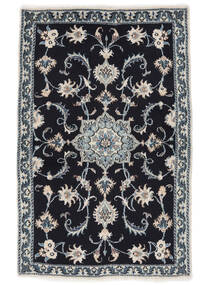 87X140 絨毯 ナイン 絨毯 オリエンタル 手織り 黒/濃いグレー (ウール, ペルシャ/イラン)