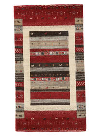  ギャッベ Loribaft 絨毯 88X160 モダン 手織り 深紅色の/濃い茶色 (ウール, インド)