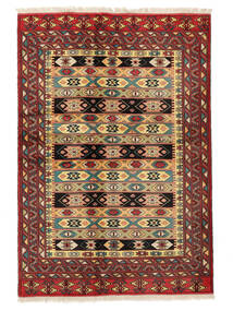 絨毯 ペルシャ トルクメン 絨毯 134X195 深紅色の/黒 (ウール, ペルシャ/イラン)
