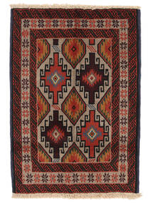 絨毯 バルーチ 85X123 黒/茶 (ウール, ペルシャ/イラン)