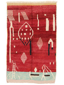 158X262 絨毯 Berber Moroccan - Mid Atlas モダン 深紅色の/ベージュ (ウール, モロッコ)