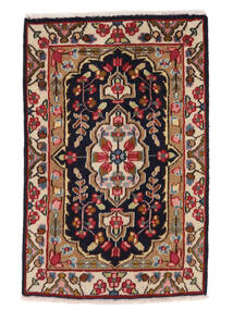 58X89 絨毯 オリエンタル ケルマン 絨毯 黒/深紅色の (ウール, ペルシャ/イラン)