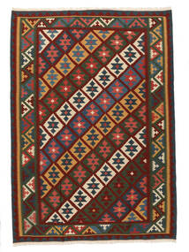 絨毯 ペルシャ キリム ファーシュ 絨毯 210X297 黒/深紅色の (ウール, ペルシャ/イラン)