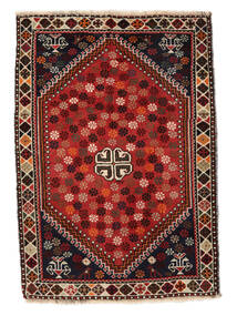 絨毯 ペルシャ シラーズ 絨毯 85X120 黒/深紅色の (ウール, ペルシャ/イラン)