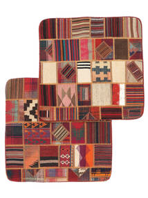 絨毯 Patchwork Pillowcase - Iran 80X80 正方形 深紅色の/黒 (ウール, ペルシャ/イラン)