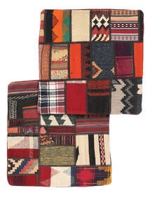 絨毯 Patchwork Pillowcase - Iran 65X65 正方形 黒/深紅色の (ウール, ペルシャ/イラン)
