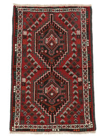 絨毯 シラーズ 絨毯 75X115 黒/深紅色の (ウール, ペルシャ/イラン)