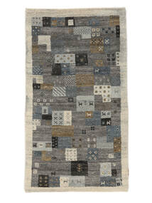 90X160 絨毯 ギャッベ インド Fine 絨毯 モダン 手織り 黒/ダークイエロー (ウール, インド)