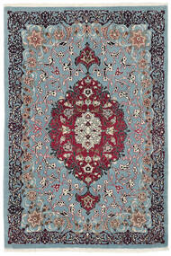  80X117 円形 小 イスファハン 絹の縦糸 絨毯 